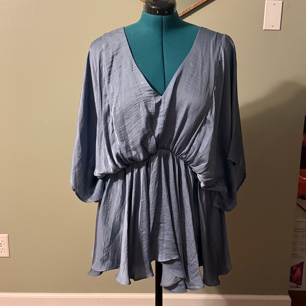 She + Sky Blue Satin top
